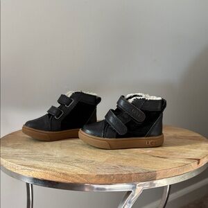 UGG Black Kids Shoes with Tan Sole